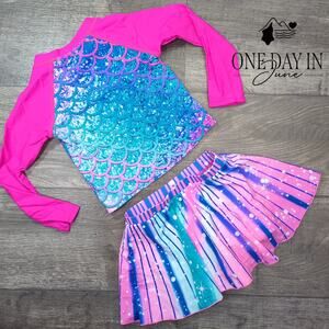 Aleumdr Rashguard Boyshort Skirted Tankini Swimsuit Size S